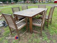 Teak garden table and chair set with 6 chairs - 3