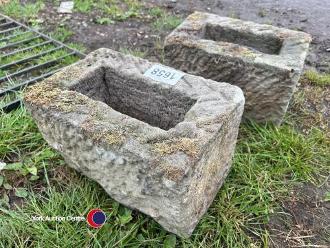 Pair sand stone garden planters