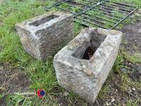 Pair sand stone garden planters - 2