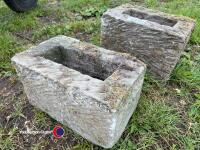 Pair sand stone garden planters - 3