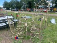 Round garden table with 4 chairs plus tall shelving unit - 2