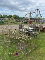 Round garden table with 4 chairs plus tall shelving unit - 3