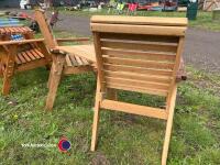 2 x solid oak garden chairs with side table - 3