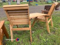 2 x solid oak garden chairs with side table - 4