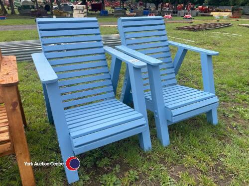 2 x Adirondack style garden lounger chairs