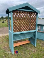 4ft 6ins wooden garden arbour with lattice back, treated wood, and painted, new - 3