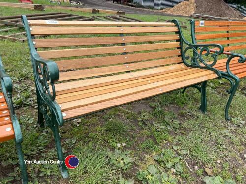 4ft 6ins fully restored cast iron and oak wood garden bench, varnished