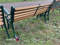 4ft 6ins fully restored cast iron and oak wood garden bench, varnished - 2