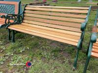 4ft 6ins fully restored cast iron and oak wood garden bench, varnished - 3