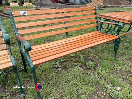 4ft 6ins fully restored cast iron and hardwood garden bench, varnished