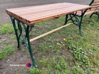 4ft 6ins fully restored cast iron and hardwood garden table, varnished - 2