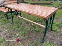 4ft 6ins fully restored cast iron and hardwood garden table, varnished - 3