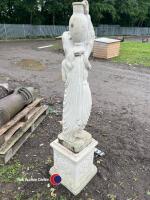 Stone garden statue and base - 3