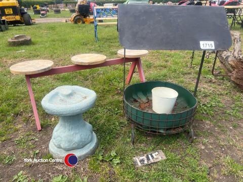 Bird bath, wishing well planter and plant display unit