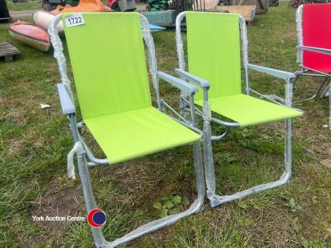 2 x new green deck chairs