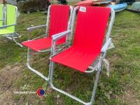 2 x new red deck chairs - 2