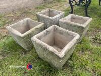 4 x Square concrete planters - 2