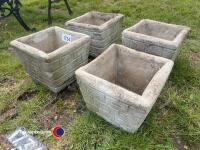 4 x Square concrete planters - 3