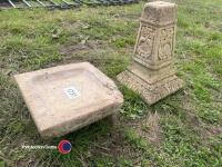 Stone bird bath - damaged - 2