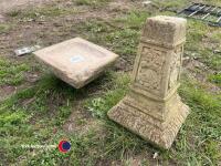 Stone bird bath - damaged - 3