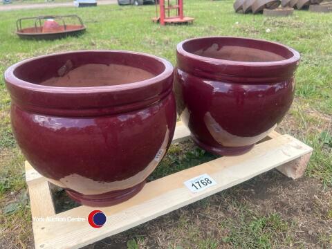 2 x damson ceramic planters