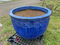 Large blue ceramic planter - 2