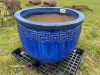 Large blue ceramic planter - 4