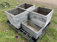 4 x wood effect garden planters - 3