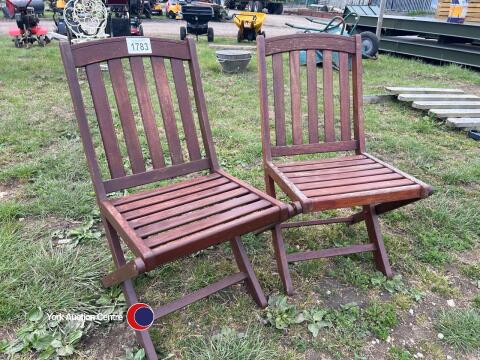 2 x wooden garden chairs