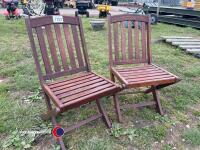 2 x wooden garden chairs