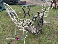 2 x cast iron garden table base, c/w 2 chairs - 3