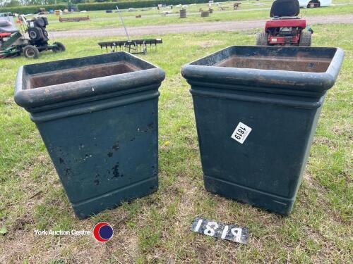 2 x large cast iron garden planters