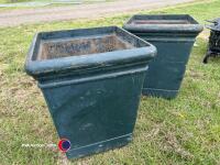 2 x large cast iron garden planters - 2
