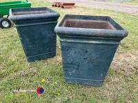 2 x large cast iron garden planters - 3