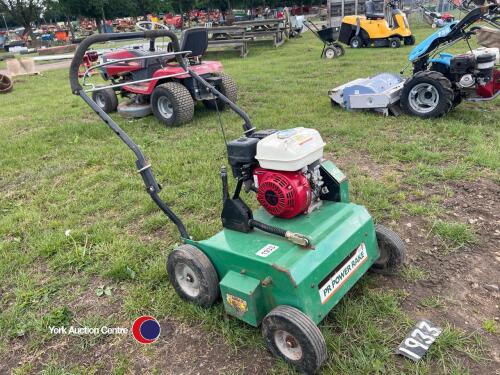 Billy Goat Honda power rake scarifier, working