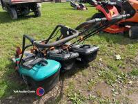 3 x battery lawn mowers and 1 x battery strimmer - 3