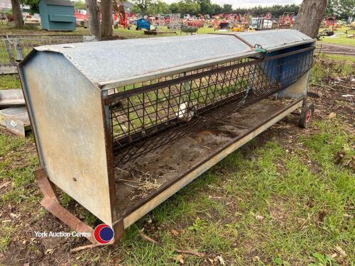 Sheep hay rack on wheels