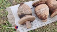 10 hardwood acorn post tops - 2