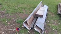 Galvanised steel guttering, 7 lengths approx 8ft long, rectangular profile, approx 1 ft wide and 4in deep and a part length