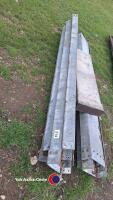 Galvanised steel guttering, 7 lengths approx 8ft long, rectangular profile, approx 1 ft wide and 4in deep and a part length - 2
