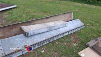 Galvanised steel guttering, 7 lengths approx 8ft long, rectangular profile, approx 1 ft wide and 4in deep and a part length - 4