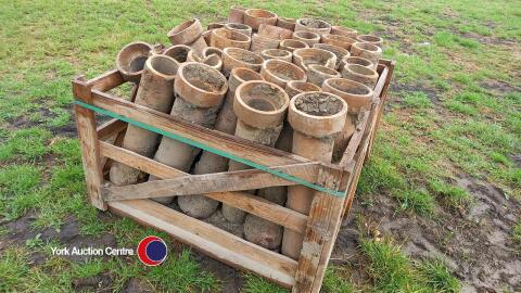 Pallet of clay drain pipes