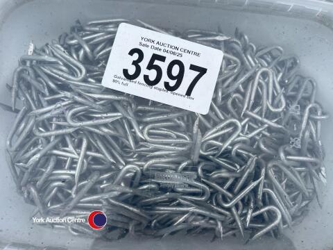 Galvanised fencing staples, opened box 90% full