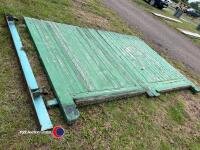Wooden gates, 1.6m wide x 2.1m tall, span a width of roughly 3.2m - 3