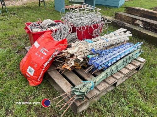Electric fence unit, stakes and electric fence wire