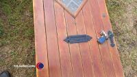 Wooden front door with centre bullseye glass - 5