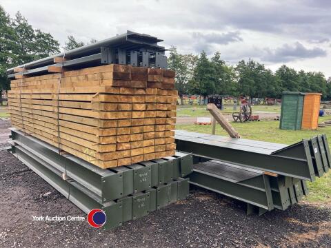 90ft x 45ft x 16ft 6in portal framed steel building, 6 x 15ft bays, timber purlins spaced for fibre cement or steel roofing, 8no wind braces, 12no box section eaves ties and all connection bolts