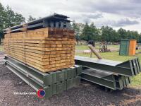 90ft x 45ft x 16ft 6in portal framed steel building, 6 x 15ft bays, timber purlins spaced for fibre cement or steel roofing, 8no wind braces, 12no box section eaves ties and all connection bolts
