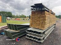 90ft x 45ft x 16ft 6in portal framed steel building, 6 x 15ft bays, timber purlins spaced for fibre cement or steel roofing, 8no wind braces, 12no box section eaves ties and all connection bolts - 7