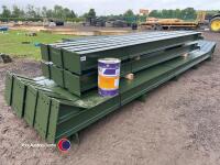 60ft x 40ft x 15ft portal framed steel building, 4 x 15ft bays, timber purlins spaced for fibre cement or steel roofing, 8no wind braces, and all connection bolts